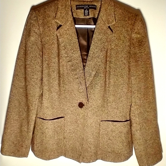 Josephine Chaus Silk & Wool Brown Blazer sz. 10 petite - Picture 1 of 3